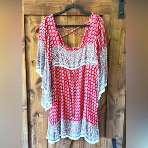Free People Red, White and Blue Boho Tunic